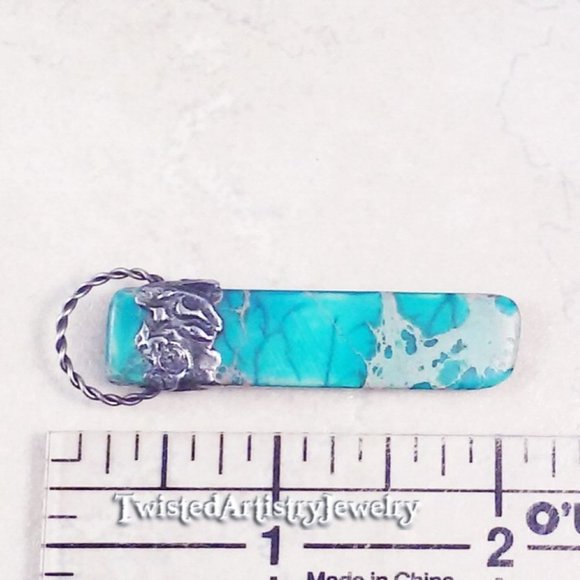 Aqua Imperial Jasper Shard Pendant Necklace - Picture 5 of 5